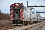 Westbound South Shore Commuter comes into the station